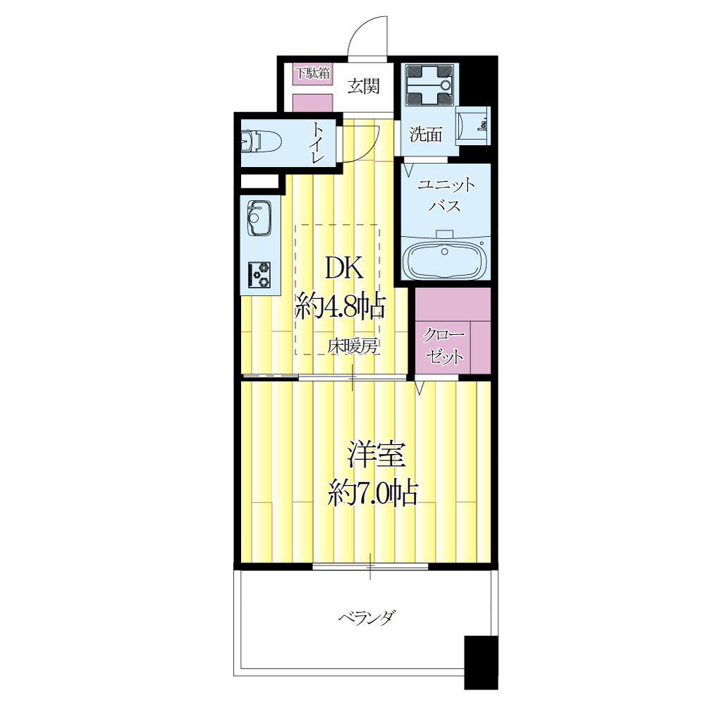 第18関根マンション(1DK/6階)の間取り写真