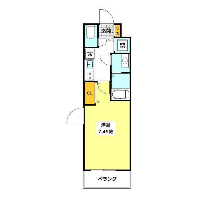 RESIDENCETAKAMIYA(1K/2階)の間取り写真