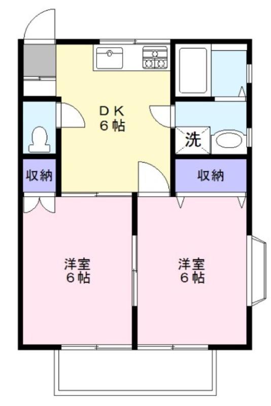 アムール旭ヶ丘(2DK/2階)の間取り写真