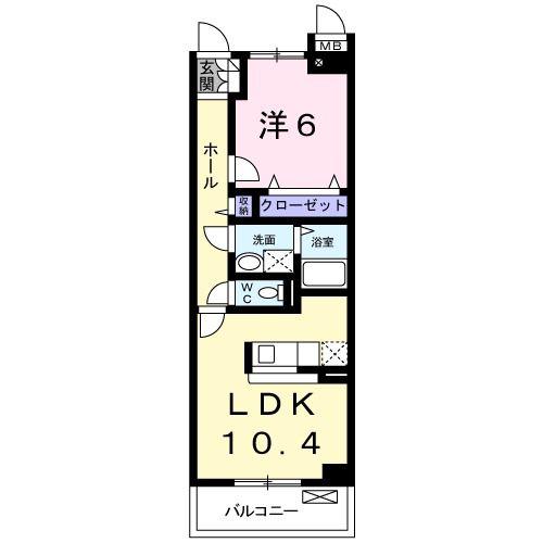 アニメート松下1号館(1LDK/2階)の間取り写真