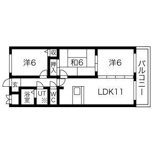 レンダイスクウォッタ(3LDK/3階)の間取り写真