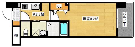 S-RESIDENCE宇品海岸(1K/4階)の間取り写真
