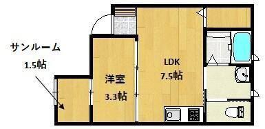 GRAZIE(1LDK/2階)の間取り写真