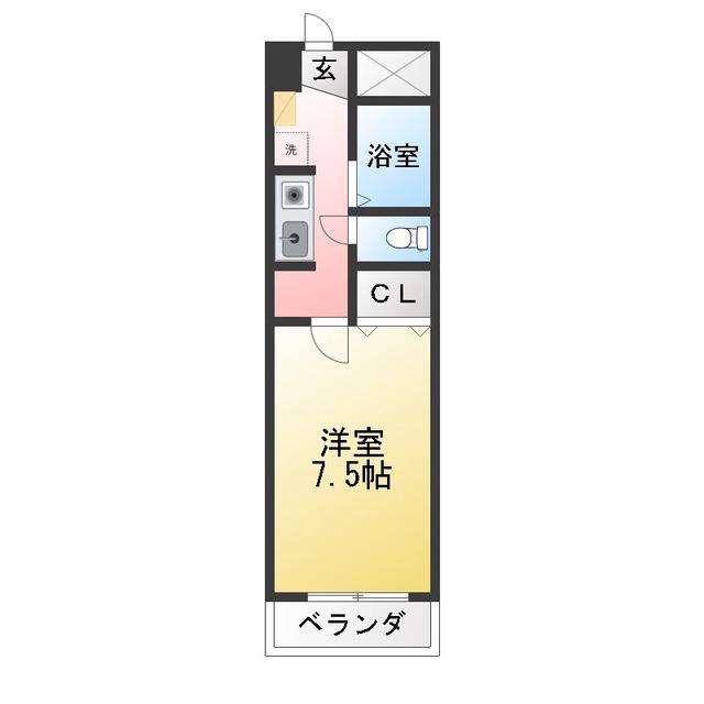 ホワイトリバー202(1K/1階)の間取り写真