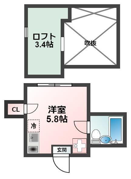 GLANZ八広(ワンルーム/2階)の間取り写真