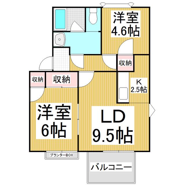プレンティ内川(2LDK/2階)の間取り写真