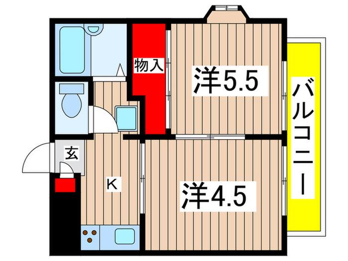 イリス日吉(2K/2階)の間取り写真