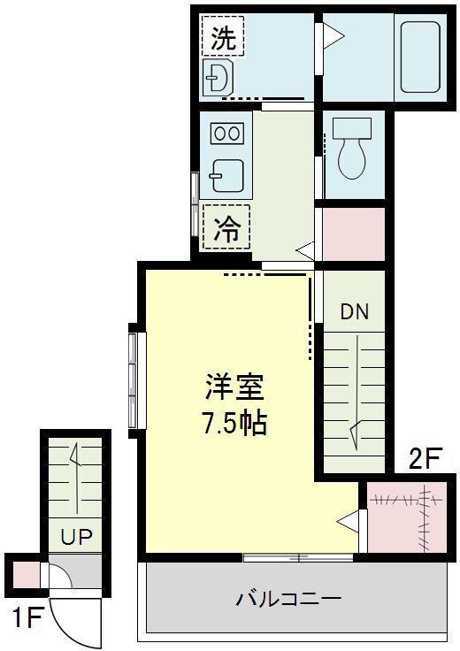 ベルフルール(1K/2階)の間取り写真