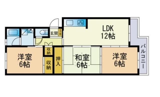 出島コーポⅡ(3LDK/2階)の間取り写真