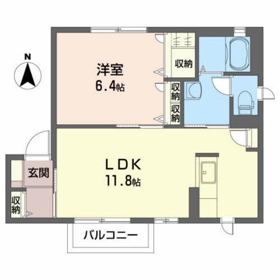 ディアス咲田(1LDK/2階)の間取り写真