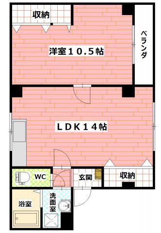 ビューハイツやまとI(1LDK/1階)の間取り写真