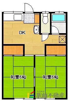 コーポ大理(2DK/2階)の間取り写真