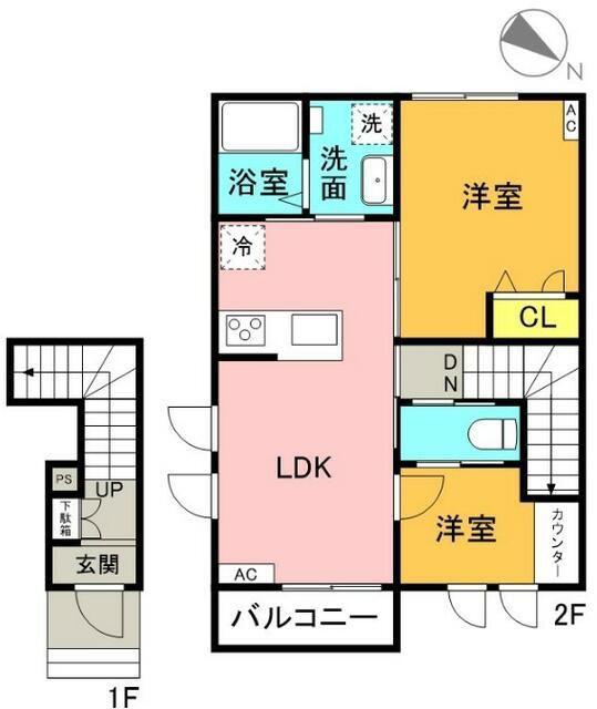 メゾン・ソレイユ(2LDK/2階)の間取り写真