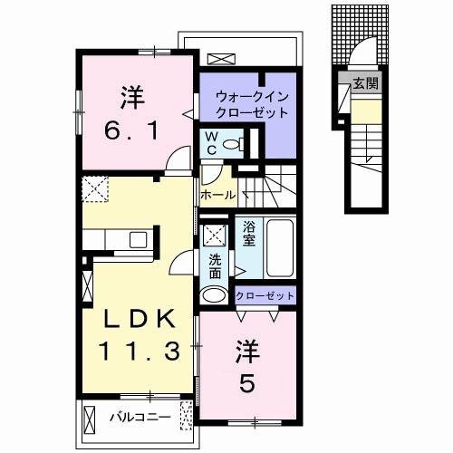 レーヴフロンスC(2LDK/2階)の間取り写真