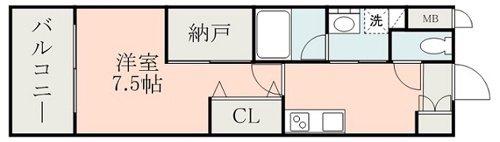 QREST熊本船場(1K/4階)の間取り写真