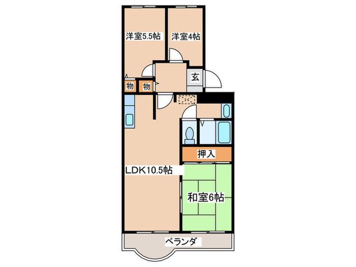エレーヌ水沢(3LDK/3階)の間取り写真
