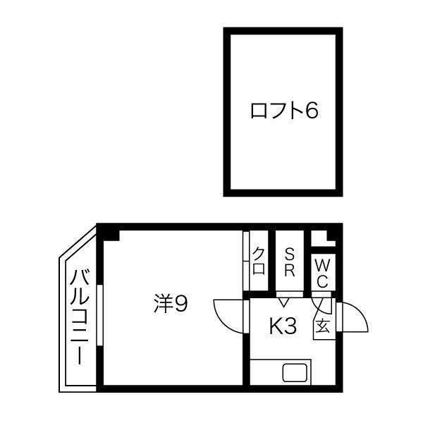 アーバンポイント千歳(1K/6階)の間取り写真