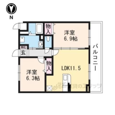 エスポワールⅣ(2LDK/3階)の間取り写真