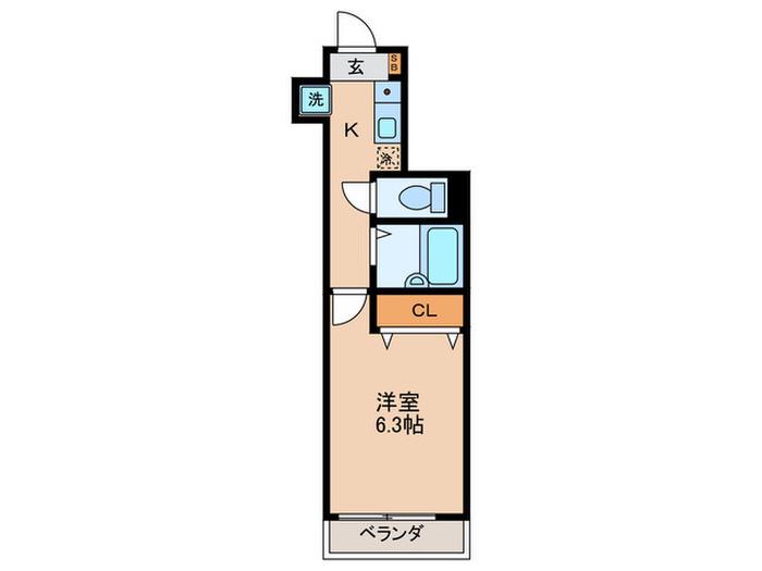 プライムコート池上(1K/1階)の間取り写真