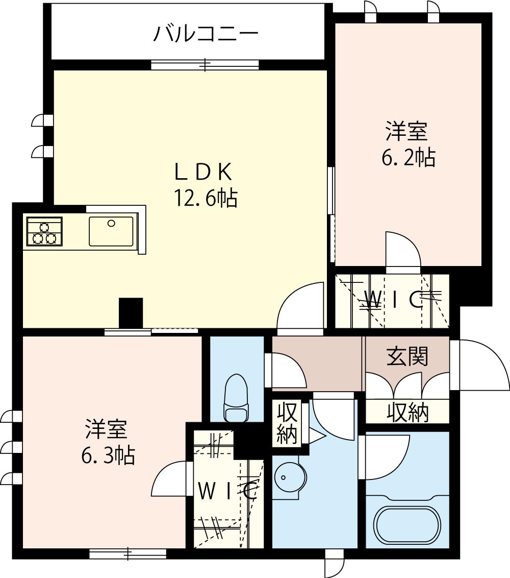 ルシーダ(2LDK/1階)の間取り写真