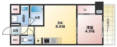 LA DOUCEIR西宮北口(1LDK/5階)の間取り写真