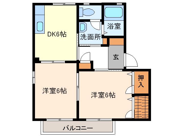 シャーメゾン中泉(2DK/1階)の間取り写真