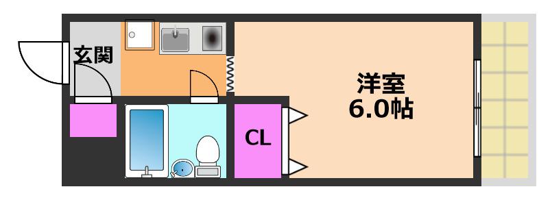 オレンジハイツ(ワンルーム/2階)の間取り写真