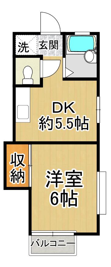 ホワイトハイツIII(1DK/1階)の間取り写真
