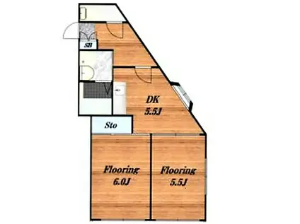 シャルレ寺尾(2DK/1階)の間取り写真