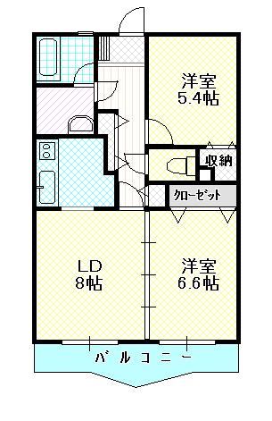 グリーンパーク樽井(2LDK/3階)の間取り写真