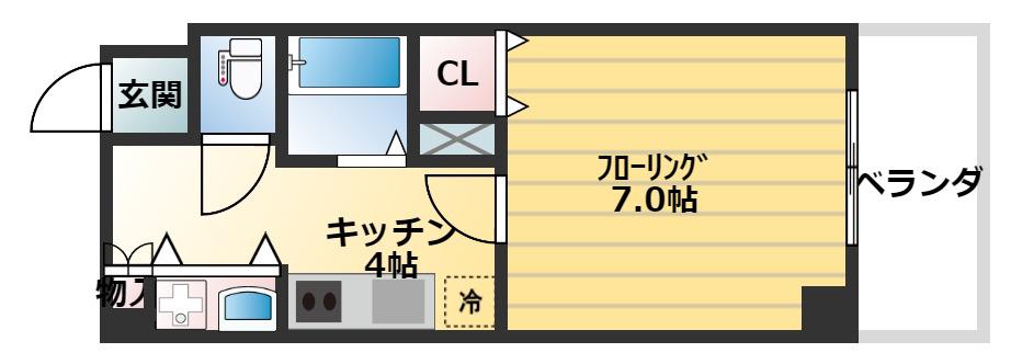 URO上六(1K/7階)の間取り写真