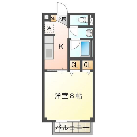 SURPLUS ONE後藤(1K/2階)の間取り写真