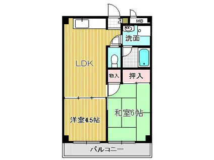 ハピネス(2DK/3階)の間取り写真