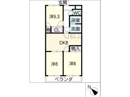 ファミリータウンむらた(3DK/4階)の間取り写真