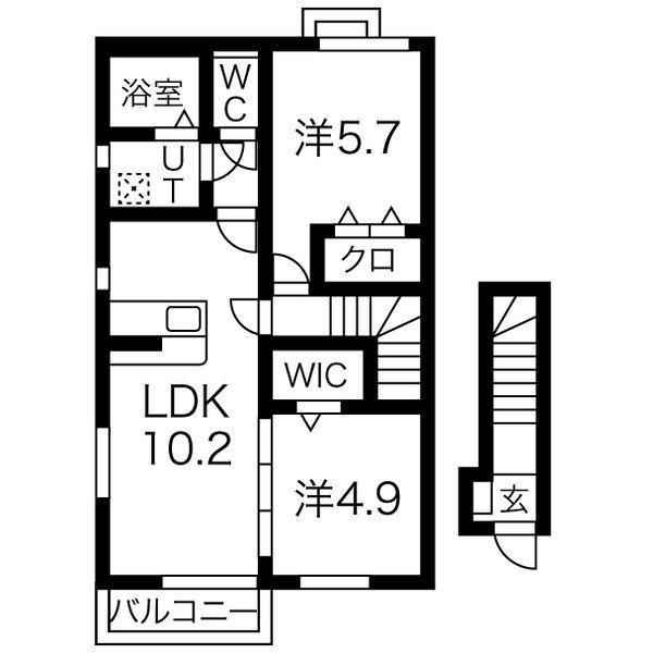 ラ・フルール泉中央(2LDK/2階)の間取り写真