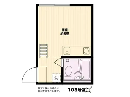 シャトー富士見台(ワンルーム/1階)の間取り写真