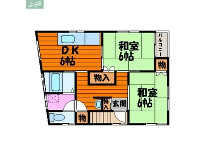 コーポNK(2DK/2階)の間取り写真