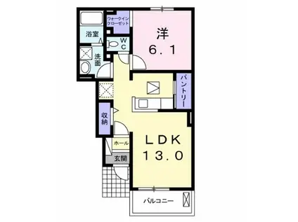 テラス 白石坂(1LDK/1階)の間取り写真
