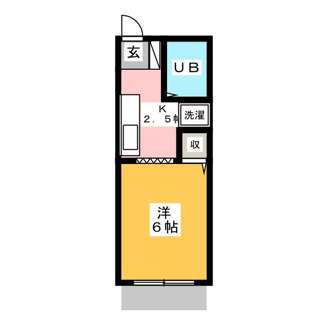 ユーコーポA棟(ワンルーム/1階)の間取り写真