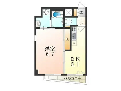 APPLAUSE(1DK/5階)の間取り写真