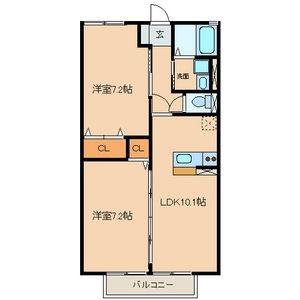 SOCIE(2LDK/2階)の間取り写真