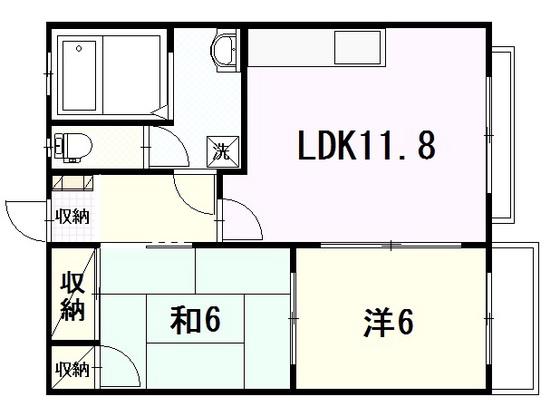 メゾン矢賀(2LDK/1階)の間取り写真