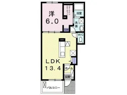 カーサ ド ソレイユ(1LDK/1階)の間取り写真