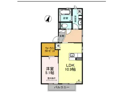 メイユール下郡 II(1LDK/1階)の間取り写真