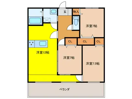 GRANDカメリア(3LDK/2階)の間取り写真