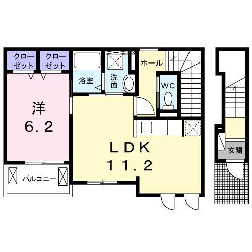 キアラ水戸(1LDK/2階)の間取り写真