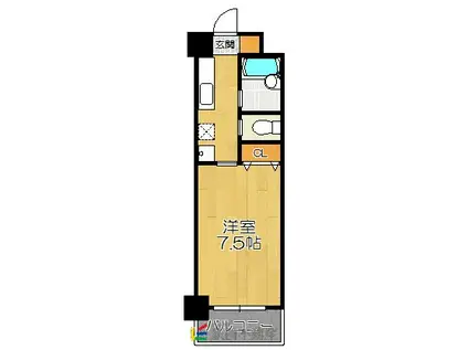 パシフィック佐賀II(1K/7階)の間取り写真