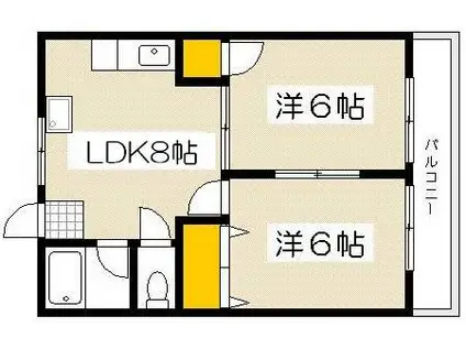 江島マンション(2DK/3階)の間取り写真