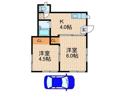 戸井ハイツ(2K/1階)の間取り写真