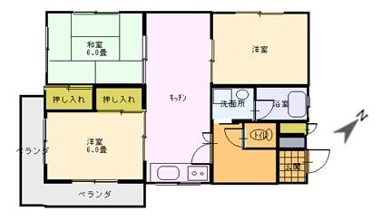 ハイツ石川(3LDK/4階)の間取り写真